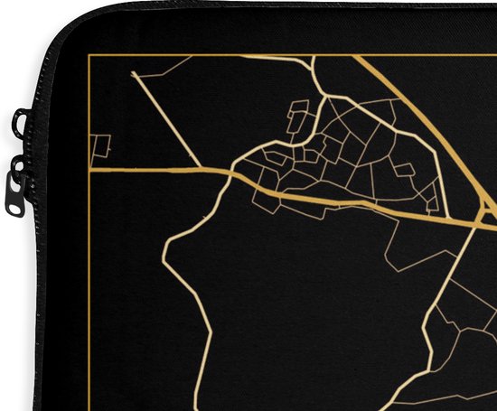 Housse pour ordinateur portable 13 pouces - Carte - Hasselt - Zwart - Or - Housse pour ordinateur portable - Dimensions intérieures 32x22,5 cm