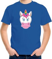 Cartoon eenhoorn t-shirt blauw voor jongens en meisjes - Kinderkleding / dieren t-shirts kinderen 110/116