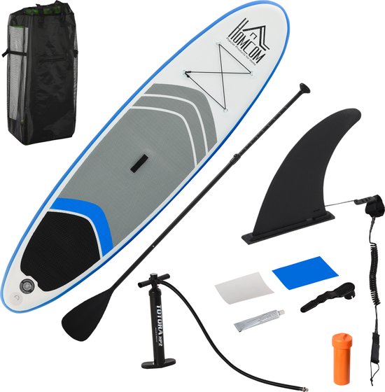HOMCOM Opblaasbare surfplank surfplank stand up board met peddel antislip PVC wit HOMCOM Opblaasbare surfplank surfplank stand up board met peddel antislip PVC wit
