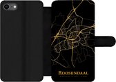 Bookcase Geschikt voor iPhone 7 telefoonhoesje - Roosendaal - Plattegrond - Goud - Zwart - Met vakjes - Wallet case met magneetsluiting - Stadskaart