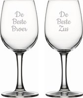 Gegraveerde witte wijnglas 26cl De Beste Broer- De Beste Zus