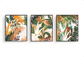 Schilderij  Set 3 Abstracte botanische bladeren / Abstract / 40x30cm