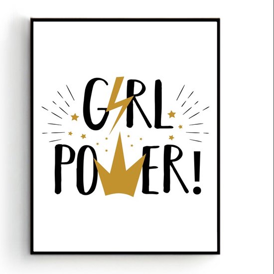 Postercity - Design Canvas Poster Girl Power ! / Kinderkamer / Meisjeskamer Poster / Babykamer - Kinderposter / Babyshower Cadeau / Muurdecoratie / 50 x 40cm