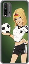 Geschikt voor Xiaomi Redmi 9T hoesje - Een illustratie van een meisje met Duitse kleding en een voetbal - Meiden - Meisjes - Kinderen - Siliconen Telefoonhoesje