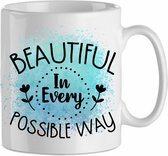 Beautiful in every possible way' blauw| Cadeau| cadeau voor haar| cadeau voor hem | Beker 31 CL
