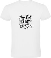 My Cat Is My Bestie | Heren T-shirt | Wit | Mijn Kat is mijn beste vriend | Kater | Poes | Huisdier | Dierendag