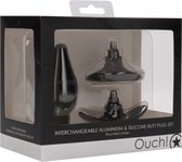 Interchangeable Butt Plug Set - Rounded Large - Black - Butt Plugs & Anal Dildos black