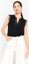 LOLALIZA Blouse met kant - Zwart - Maat 38