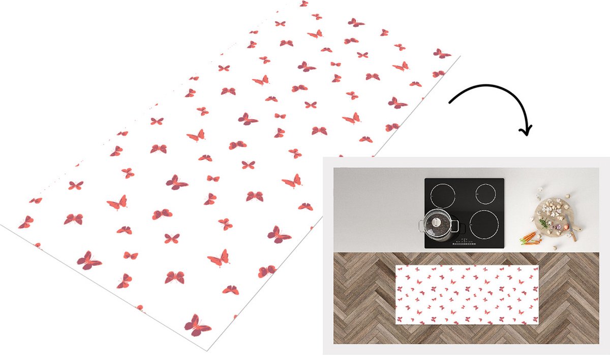 KitchenYeah Keukenloper - Loper keuken - Vlinders - Patronen - Dieren - 120x50 cm - Keukenloper vinyl Multicolor