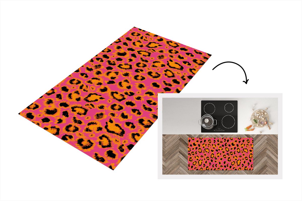 KitchenYeah Keukenloper - Loper keuken - Design - Vacht - Luipaardprint - 120x60 cm - Keukenloper vinyl Multicolor