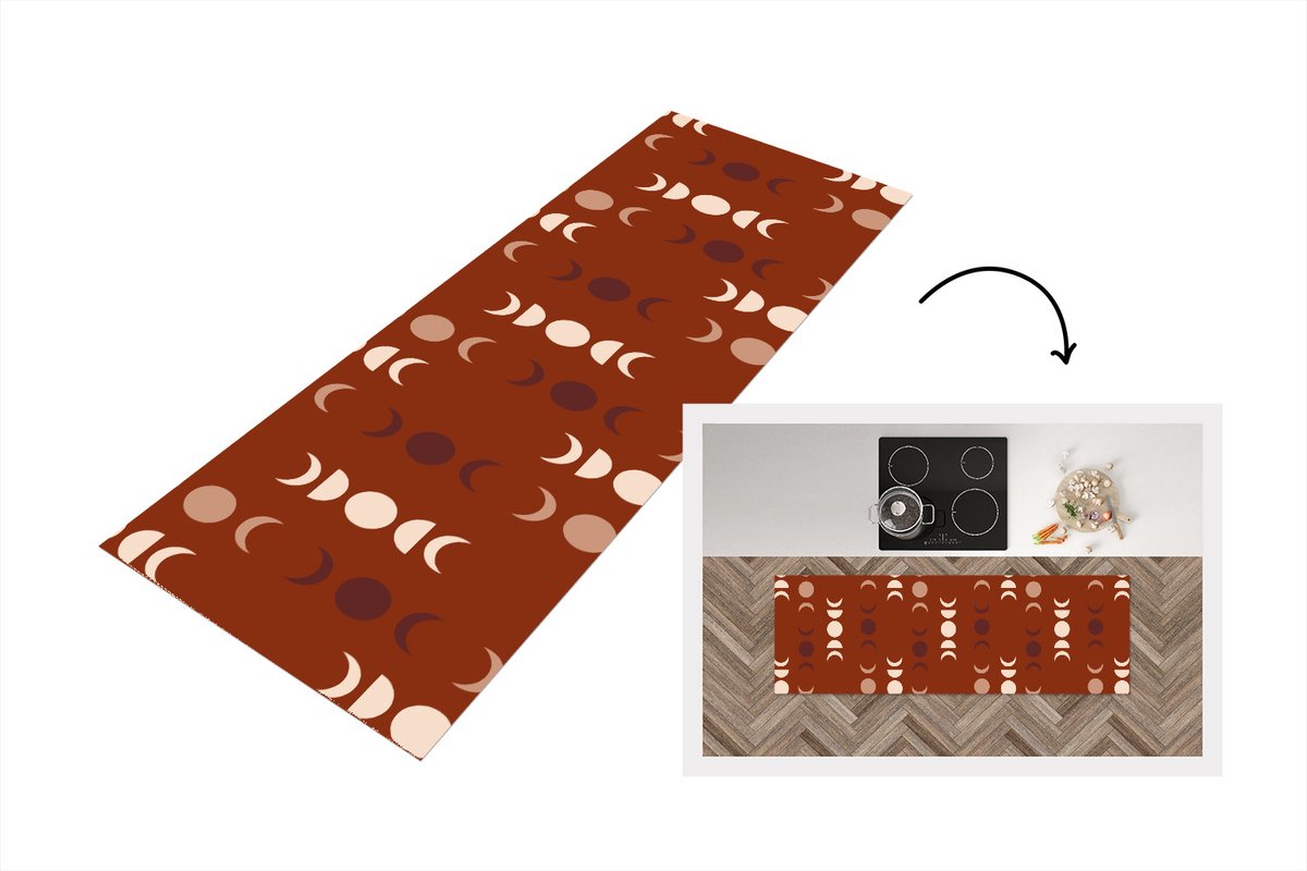 KitchenYeah Keukenloper - Loper keuken - Maan - Rood - Patroon - Keukenloper vinyl, foto 6