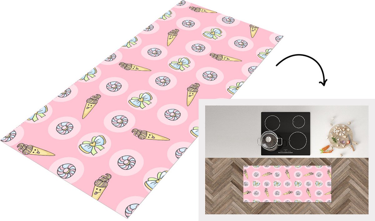 KitchenYeah Keukenloper - Loper keuken - Donuts - Kawaii - Patronen - Pastel - Keukenloper vinyl Multicolor
