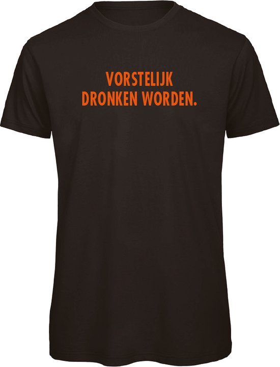 Koningsdag t-shirt zwart XL - Vorstelijk dronken worden - oranje - soBAD. | Kleding | T-shirt unisex | T-shirt mannen | T-shirt dames | Koningsdag | Oranje