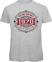 1970 The One And Only | Feest Kado T-Shirt Heren - Dames | Antraciet - Donker Rood | Perfect Verjaardag Cadeau Shirt | Grappige Spreuken - Zinnen - Teksten | Maat M