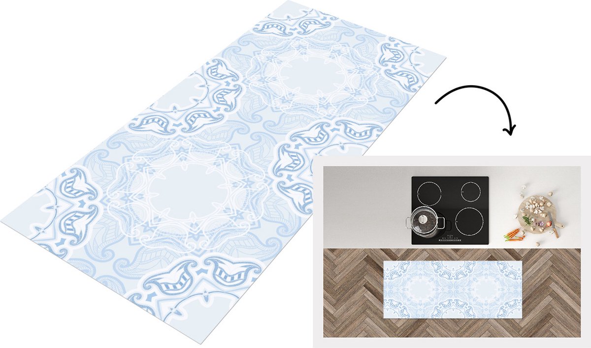 KitchenYeah Keukenloper - Loper keuken - Winter - Sneeuw - Abstract - Luxe - 120x50 cm - Keukenloper vinyl Multicolor