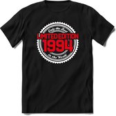 1994 Limited Edition | Feest Kado T-Shirt Heren - Dames | Wit - Rood | Perfect Verjaardag Cadeau Shirt | Grappige Spreuken - Zinnen - Teksten | Maat L