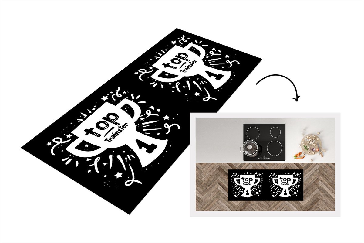 KitchenYeah Keukenloper - Loper keuken - Quotes - Trainster - Top - 120x50 cm - Keukenloper vinyl Multicolor