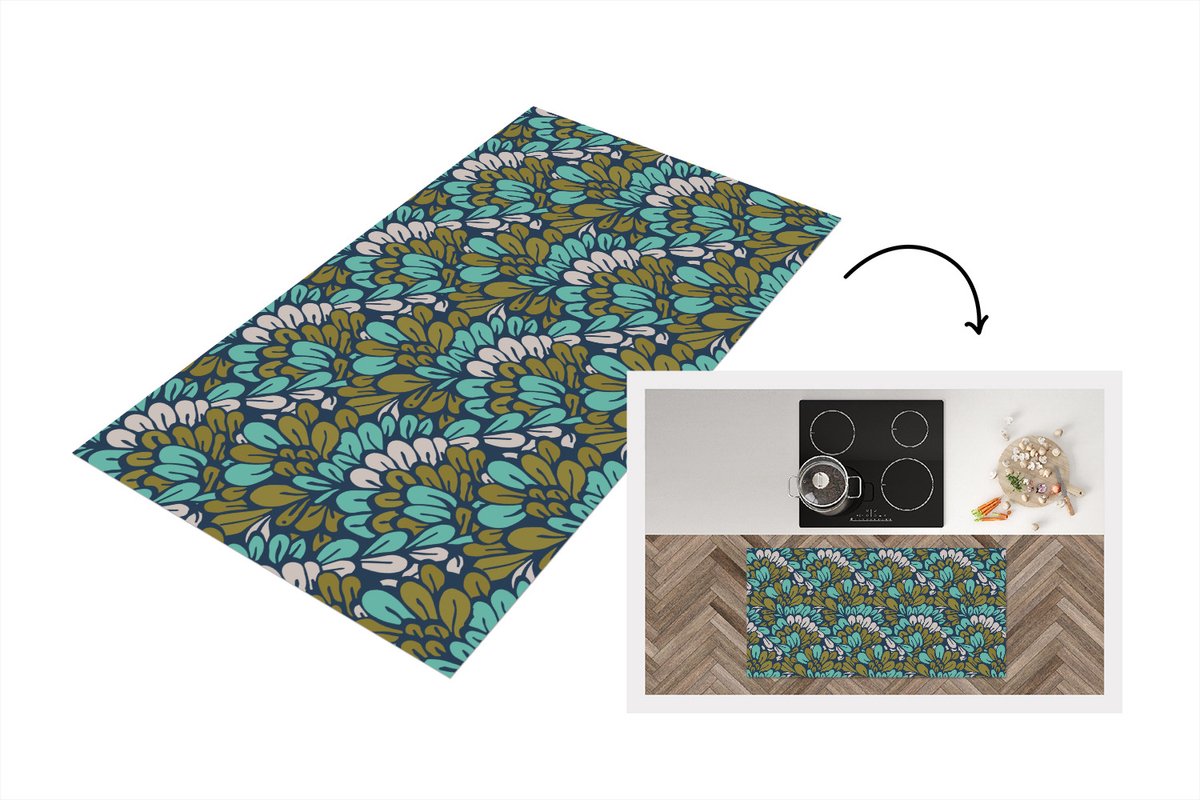KitchenYeah Keukenloper - Loper keuken - Patronen - Jungle - Plant - 120x60 cm - Keukenloper vinyl Multicolor