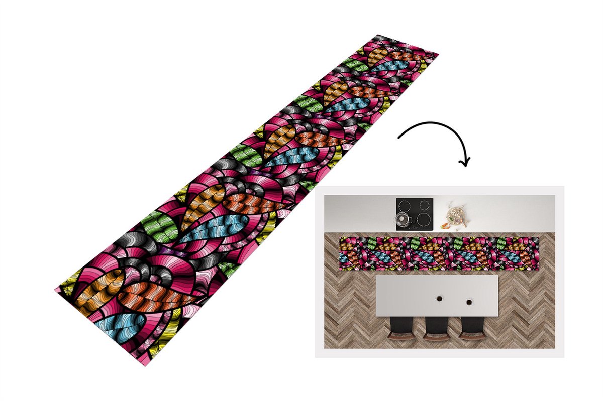 KitchenYeah Keukenloper - Loper keuken - Patronen - Plant - Abstract - Jungle - 300x50 cm - Keukenloper vinyl Multicolor