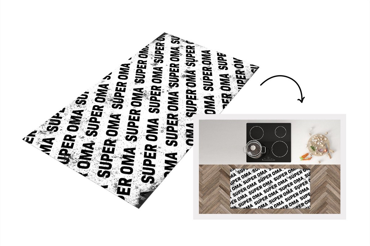 KitchenYeah Keukenloper - Loper keuken - Moederdag - Oma - Super Oma - Vintage - Quotes - zwart wit - 120x60 cm - Keukenloper vinyl Zwart; Wit