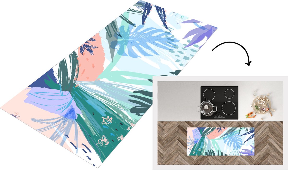 KitchenYeah Keukenloper - Loper keuken - Zomer - Kleur - Tropisch - 120x50 cm - Keukenloper vinyl Multicolor