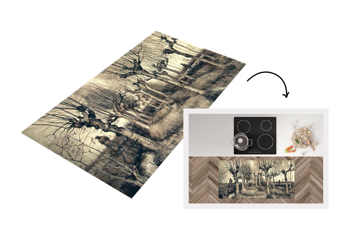 KitchenYeah Keukenloper - Loper keuken - Knotberken - Vincent van Gogh - 120x60 cm - Keukenloper vinyl Multicolor