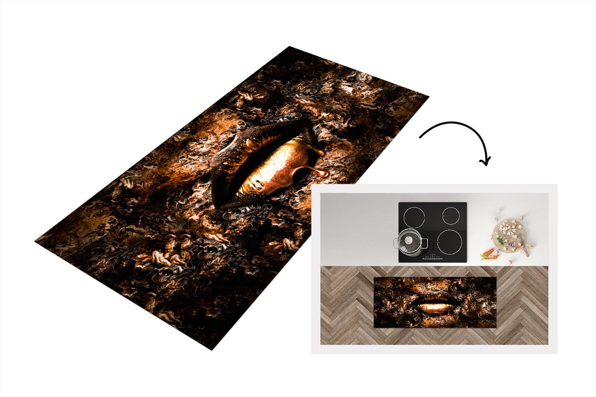 KitchenYeah Keukenloper - Loper keuken - Verf - Lippen - Vrouw - 120x50 cm - Keukenloper vinyl Multicolor
