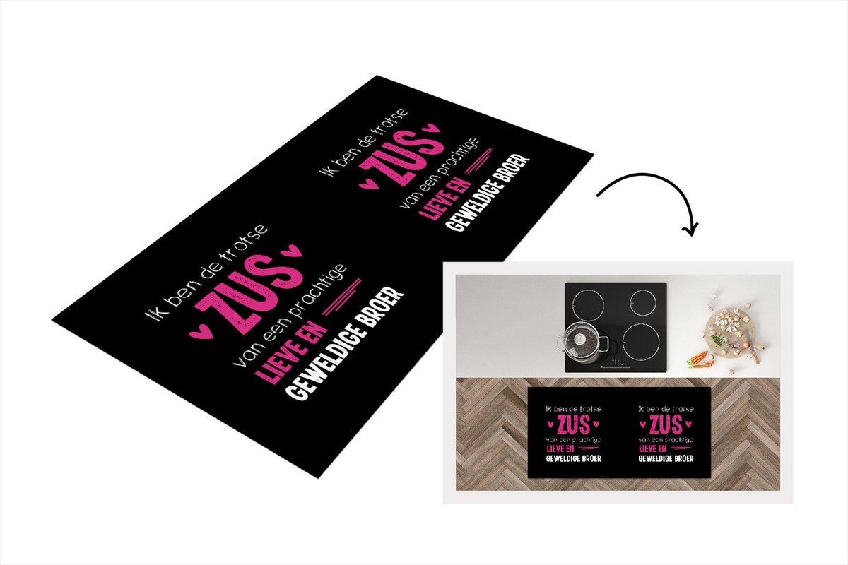 KitchenYeah Keukenloper - Loper keuken - Ik ben de zus - Broer - Quotes - Spreuken - Zus - 120x60 cm - Keukenloper vinyl Multicolor