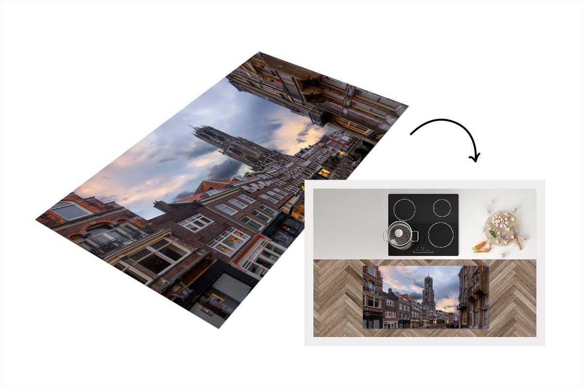 KitchenYeah Keukenloper - Loper keuken - Water - Utrecht - Lucht - 120x60 cm - Keukenloper vinyl Multicolor