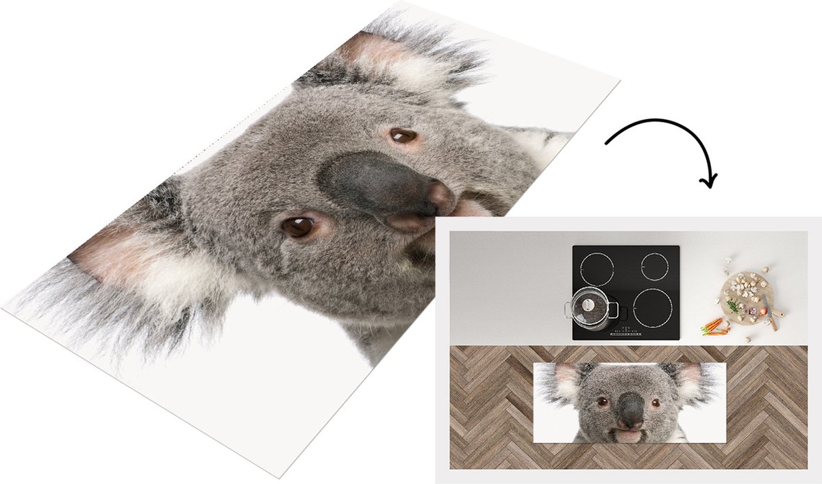 KitchenYeah Keukenloper - Loper keuken - Baby Koala - Koala beer jong - slaapkamer jongetje - meisje - Babykamer - 120x50 cm - Keukenloper vinyl Multicolor