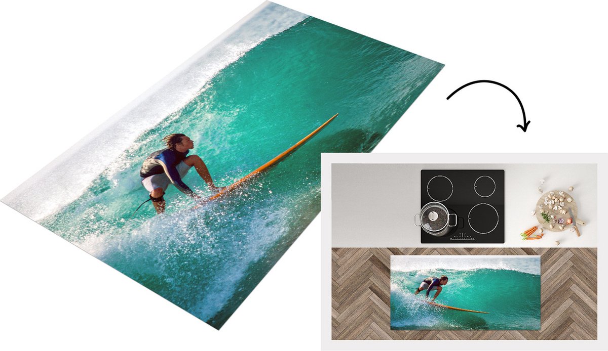 KitchenYeah Keukenloper - Loper keuken - Surfen op golfen - Keukenloper vinyl multicolor, foto 2