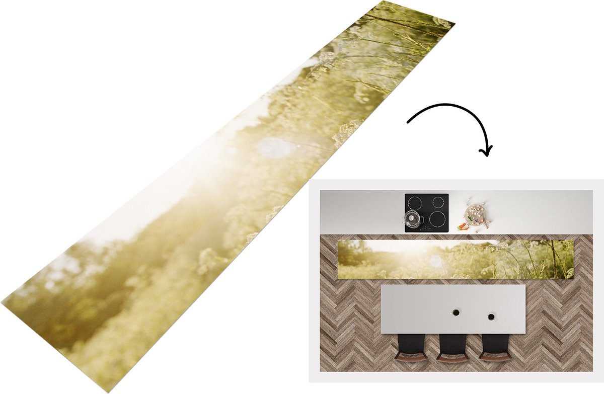 KitchenYeah Keukenloper - Loper keuken - Bloemen - Wit - Lente - Keukenloper vinyl, foto 2