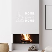 Stickerheld - Muursticker "Home Sweet Home" Quote - Woonkamer - huis met hartjes - Engelse Teksten - Mat Wit - 55x100.6cm