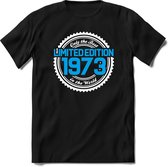 1973 Limited Edition | Feest Kado T-Shirt Heren - Dames | Wit - Blauw | Perfect Verjaardag Cadeau Shirt | Grappige Spreuken - Zinnen - Teksten | Maat XXL