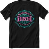 1930 The One And Only | Feest Kado T-Shirt Heren - Dames | Cobalt - Licht Roze | Perfect Verjaardag Cadeau Shirt | Grappige Spreuken - Zinnen - Teksten | Maat M