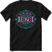 1978 The One And Only | Feest Kado T-Shirt Heren - Dames | Cobalt - Licht Roze | Perfect Verjaardag Cadeau Shirt | Grappige Spreuken - Zinnen - Teksten | Maat M