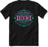 1923 The One And Only | Feest Kado T-Shirt Heren - Dames | Cobalt - Licht Roze | Perfect Verjaardag Cadeau Shirt | Grappige Spreuken - Zinnen - Teksten | Maat 3XL