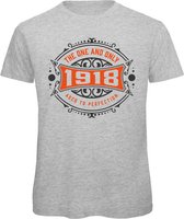 1918 The One And Only | Feest Kado T-Shirt Heren - Dames | Antraciet - Oranje | Perfect Verjaardag Cadeau Shirt | Grappige Spreuken - Zinnen - Teksten | Maat 3XL