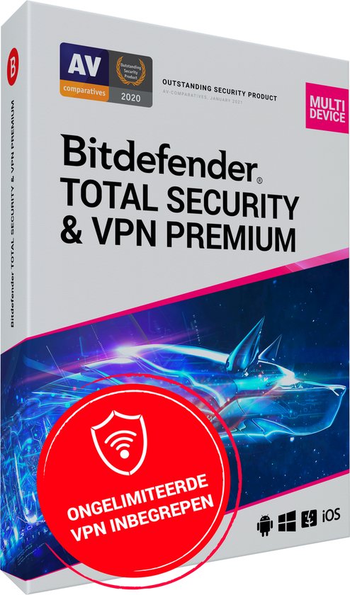 Bitdefender Total Security 2022 + VPN - 12 maanden/5 apparaten - Nederlands (PC/MAC)