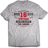 16 Jaar Legend - Feest kado T-Shirt Heren / Dames - Antraciet Grijs / Rood - Perfect Verjaardag Cadeau Shirt - grappige Spreuken, Zinnen en Teksten. Maat XXL