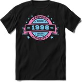 1998 Premium Quality | Feest Kado T-Shirt Heren - Dames | Licht Roze - Licht Blauw | Perfect Verjaardag Cadeau Shirt | Grappige Spreuken - Zinnen - Teksten | Maat M