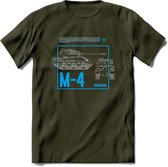 M4 Sherman leger T-Shirt | Unisex Army Tank Kleding | Dames / Heren Tanks ww2 shirt | Blueprint | Grappig bouwpakket Cadeau - Leger Groen - XXL