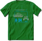 A34 Comet leger T-Shirt | Unisex Army Tank Kleding | Dames / Heren Tanks ww2 shirt | Blueprint | Grappig bouwpakket Cadeau - Donker Groen - XL