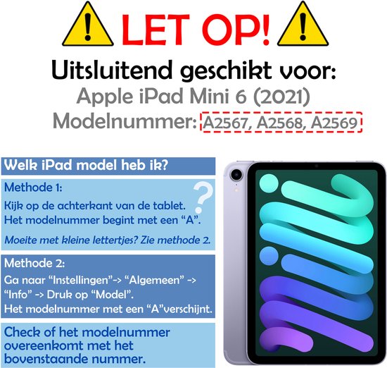 iPad Mini 6 2022 Case Cover Book Case avec protecteur d'écran - Blauw clair