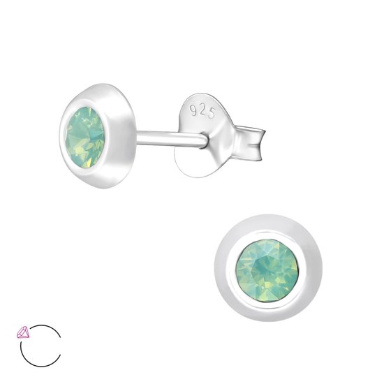 925 sterling zilveren oorbellen zee groen opaal 5mm swarovski elements kristal