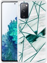 Hoesje Geschikt voor Samsung Galaxy S20 FE Polygon Marmer Groen