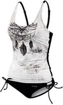 tankini B-cup dames polyamide/elastaan zwart/wit maat 42