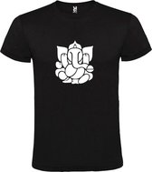 Zwart  T shirt met  print van de "heilige Olifant Ganesha " print Wit size L