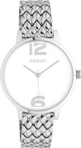 OOZOO Timepieces - Zilveren horloge met zilveren roestvrijstalen armband - C10920 - Ø38