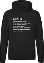 Anouk | Unisex | Trui | Sweater | Hoodie | Capuchon | Zwart | Meisjesnaam | Woordenboek | Encyclopedie | Verjaardag | Grappig | Cadeau
